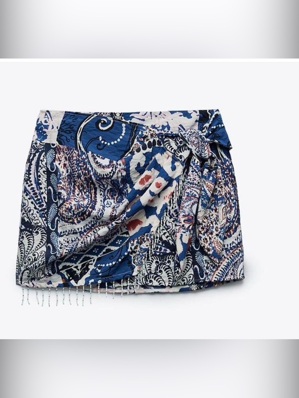 ZARA printed fringe mini skirt